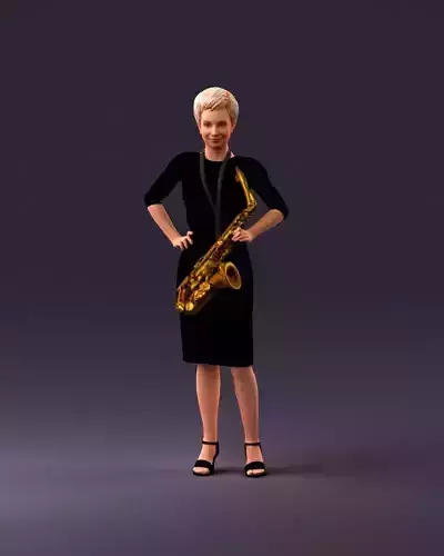 woman in black dress with saxophone 1108