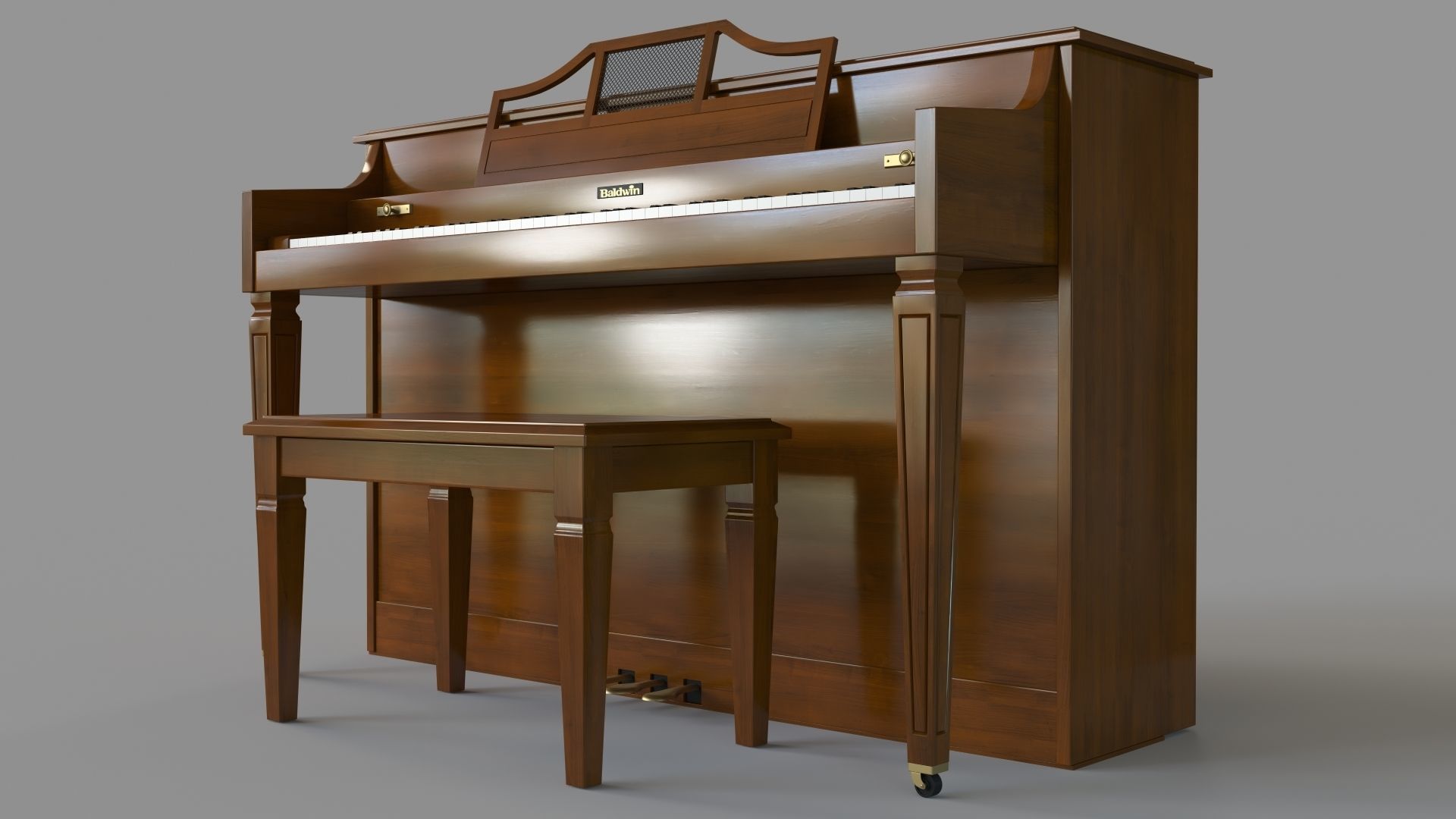 Baldwin Howard Spinet Piano 3D model_5
