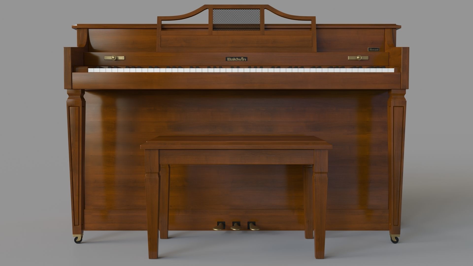 Baldwin Howard Spinet Piano 3D model_1