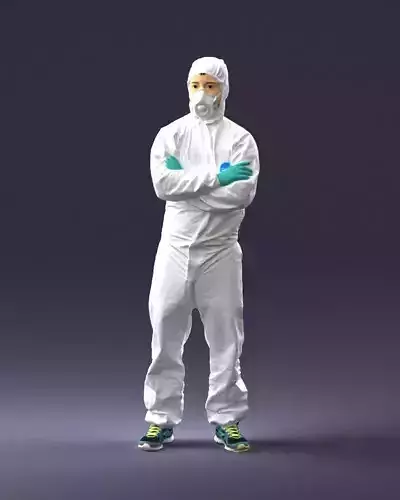 000447 Protective Suit Worker with Respirator STL Miniature
