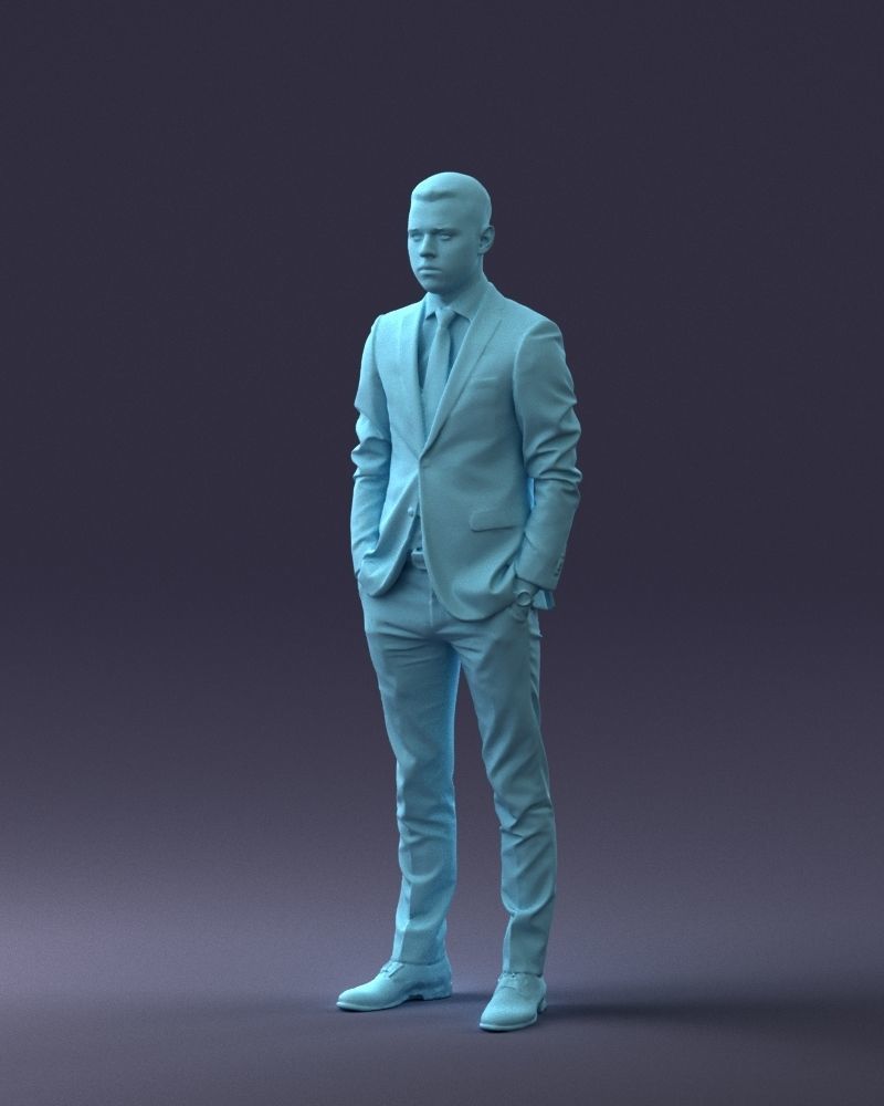000191 Young Businessman in Suit Standing Pose 1012 Low-poly 3D model_31