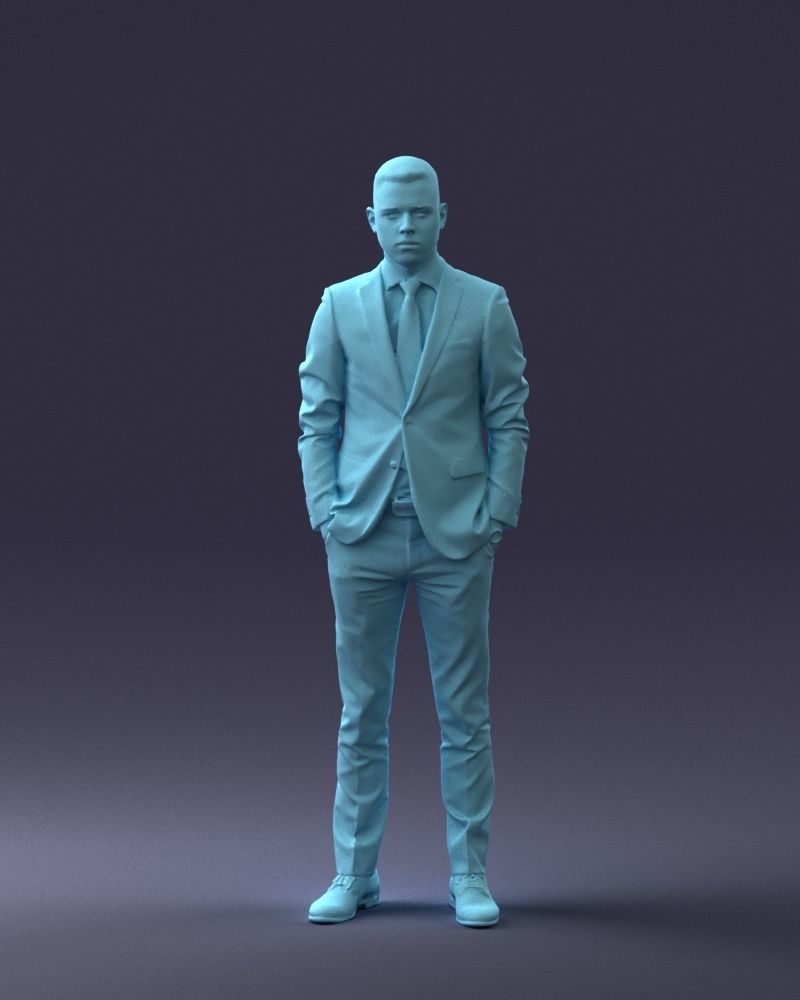000191 Young Businessman in Suit Standing Pose 1012 Low-poly 3D model_37