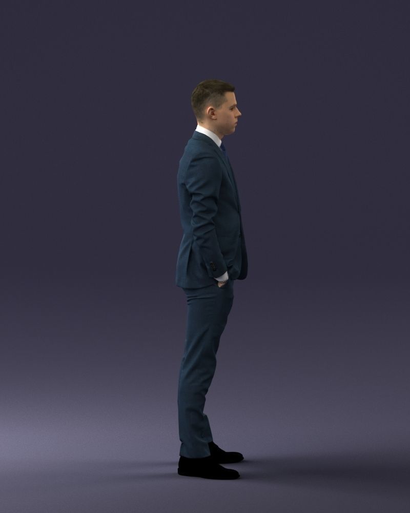 000191 Young Businessman in Suit Standing Pose 1012 Low-poly 3D model_12