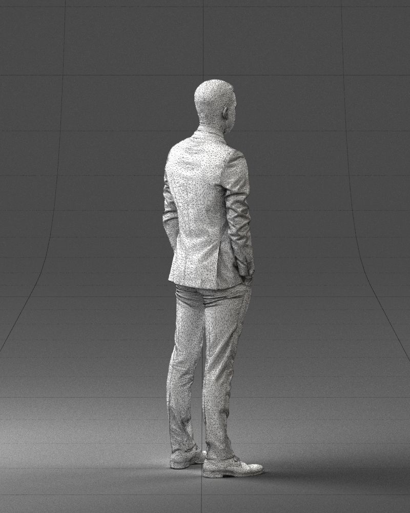 000191 Young Businessman in Suit Standing Pose 1012 Low-poly 3D model_17