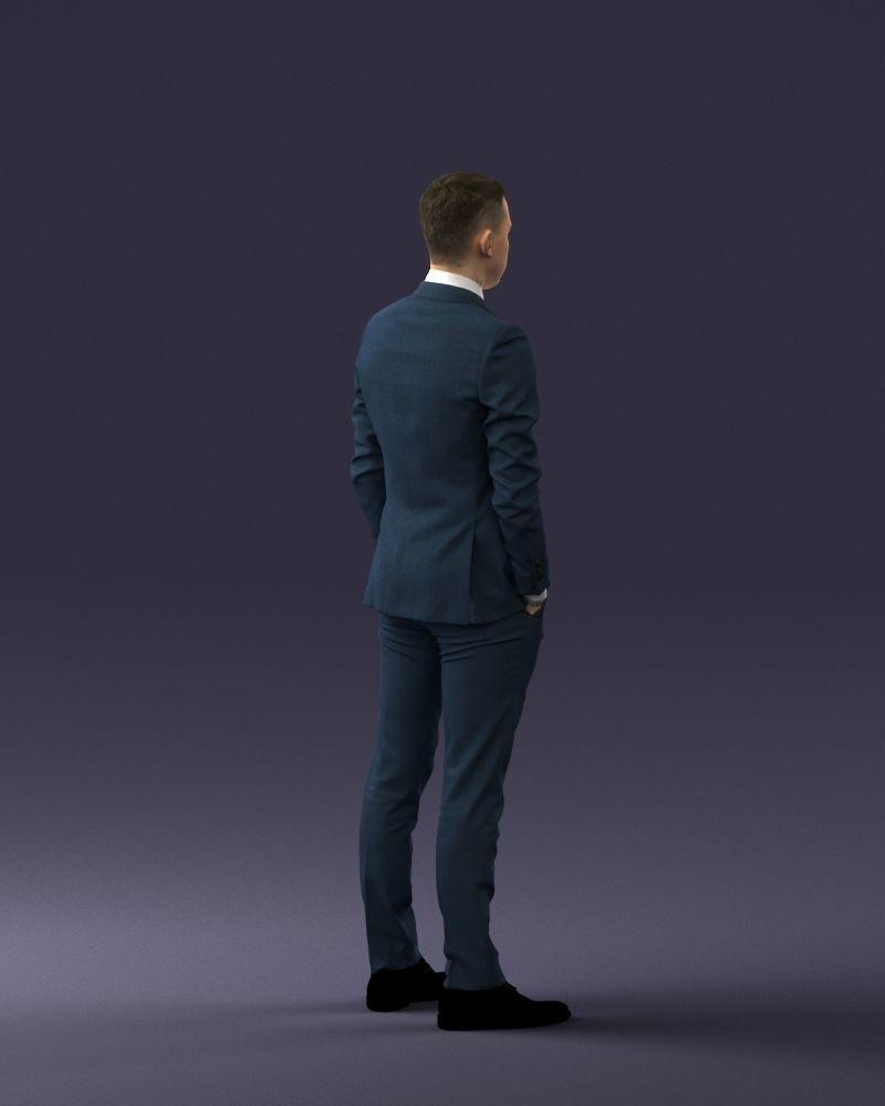 000191 Young Businessman in Suit Standing Pose 1012 Low-poly 3D model_15