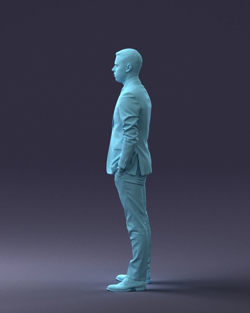 000191 Young Businessman in Suit Standing Pose 1012 Low-poly 3D model_25