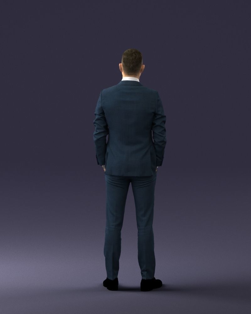 000191 Young Businessman in Suit Standing Pose 1012 Low-poly 3D model_18