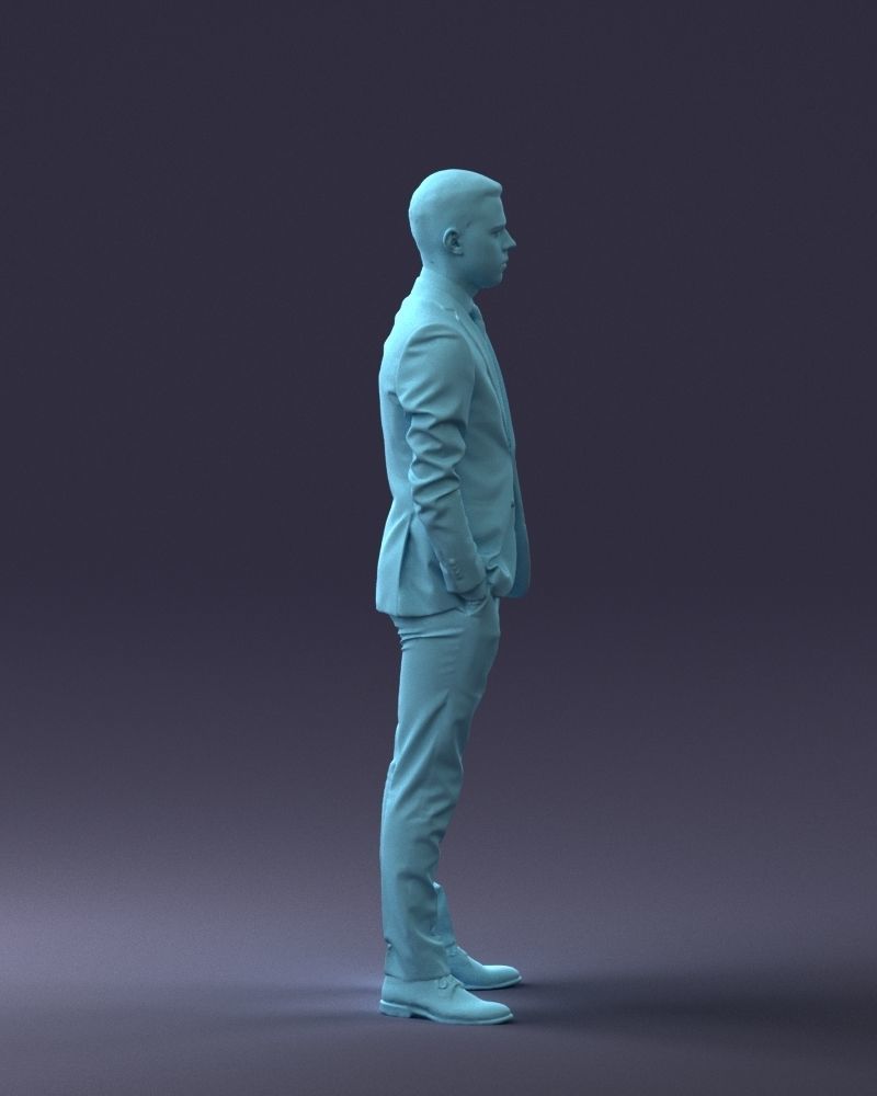 000191 Young Businessman in Suit Standing Pose 1012 Low-poly 3D model_13