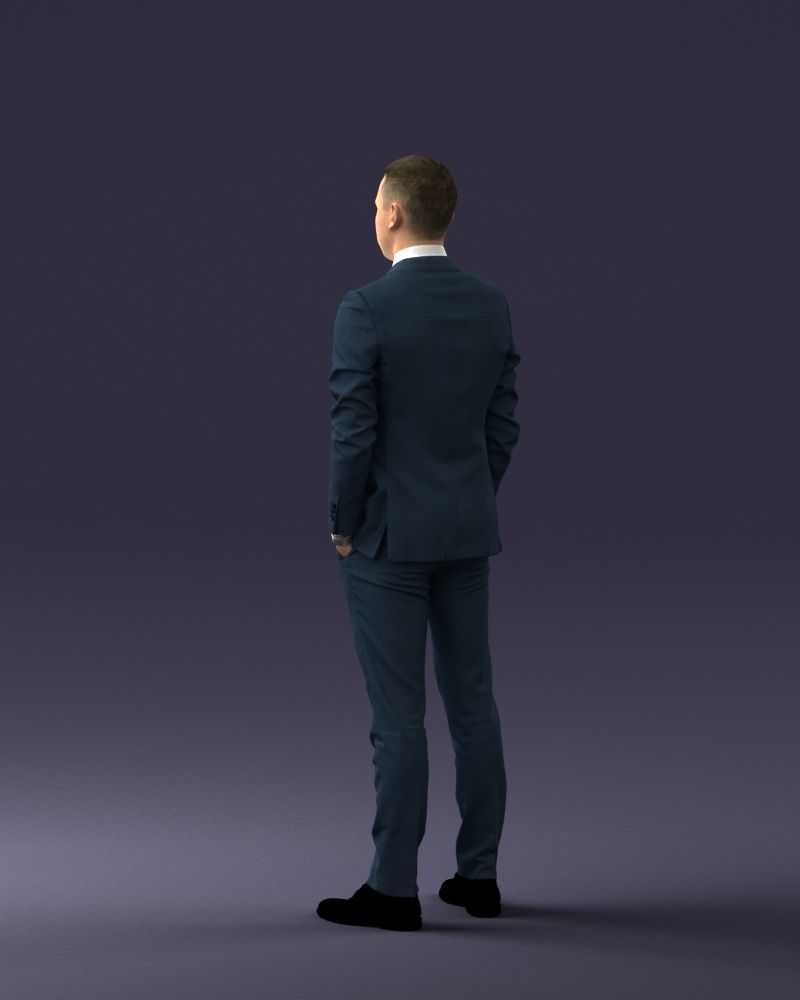 000191 Young Businessman in Suit Standing Pose 1012 Low-poly 3D model_21
