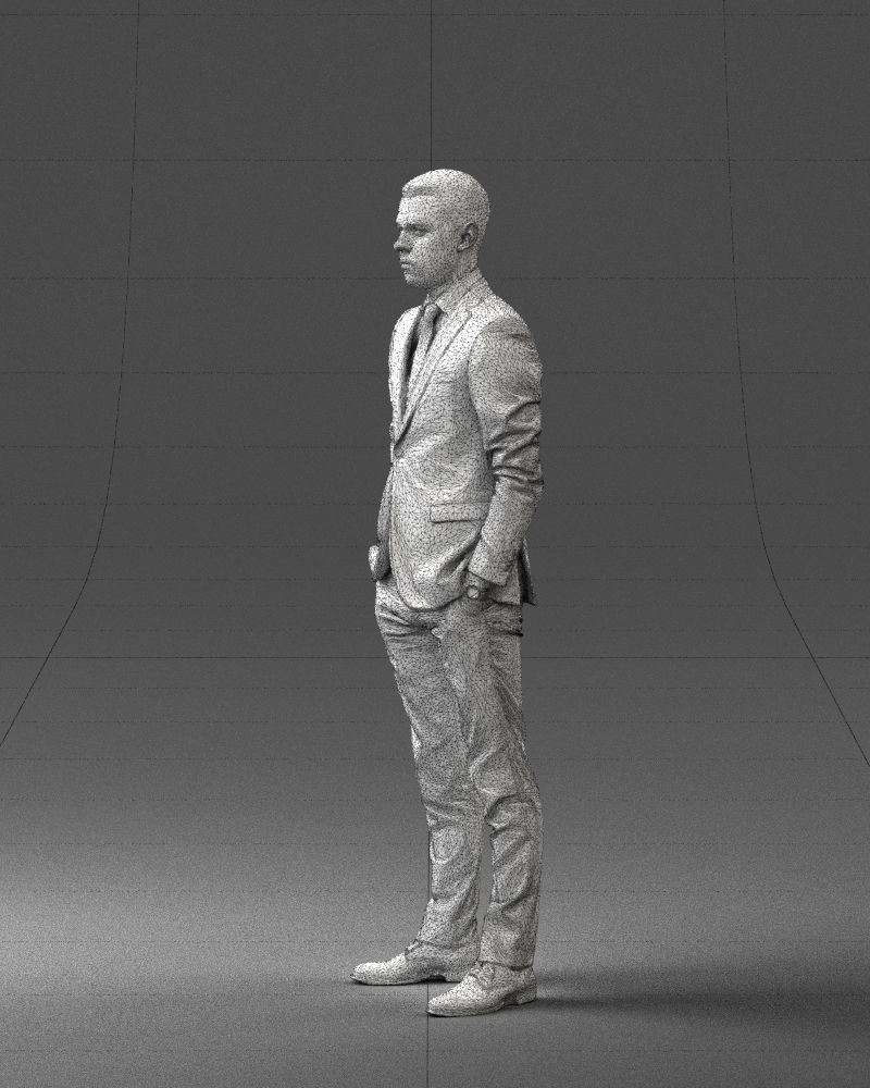 000191 Young Businessman in Suit Standing Pose 1012 Low-poly 3D model_29