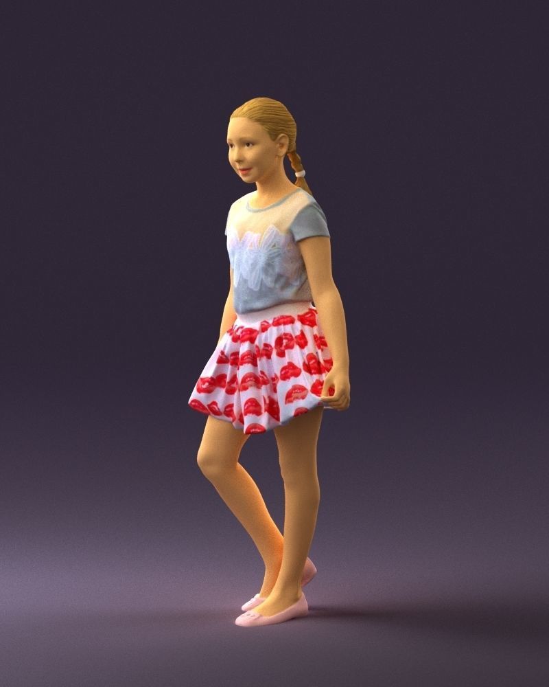 Young girl in white lips skirt 0753 3D Print Ready 3D print model_19