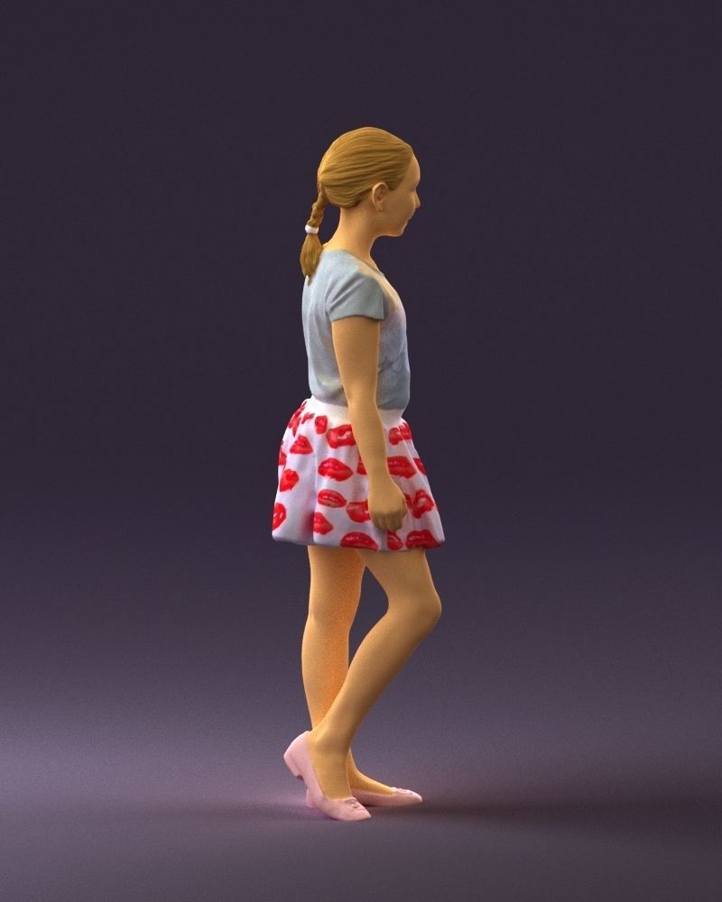 Young girl in white lips skirt 0753 3D Print Ready 3D print model_9