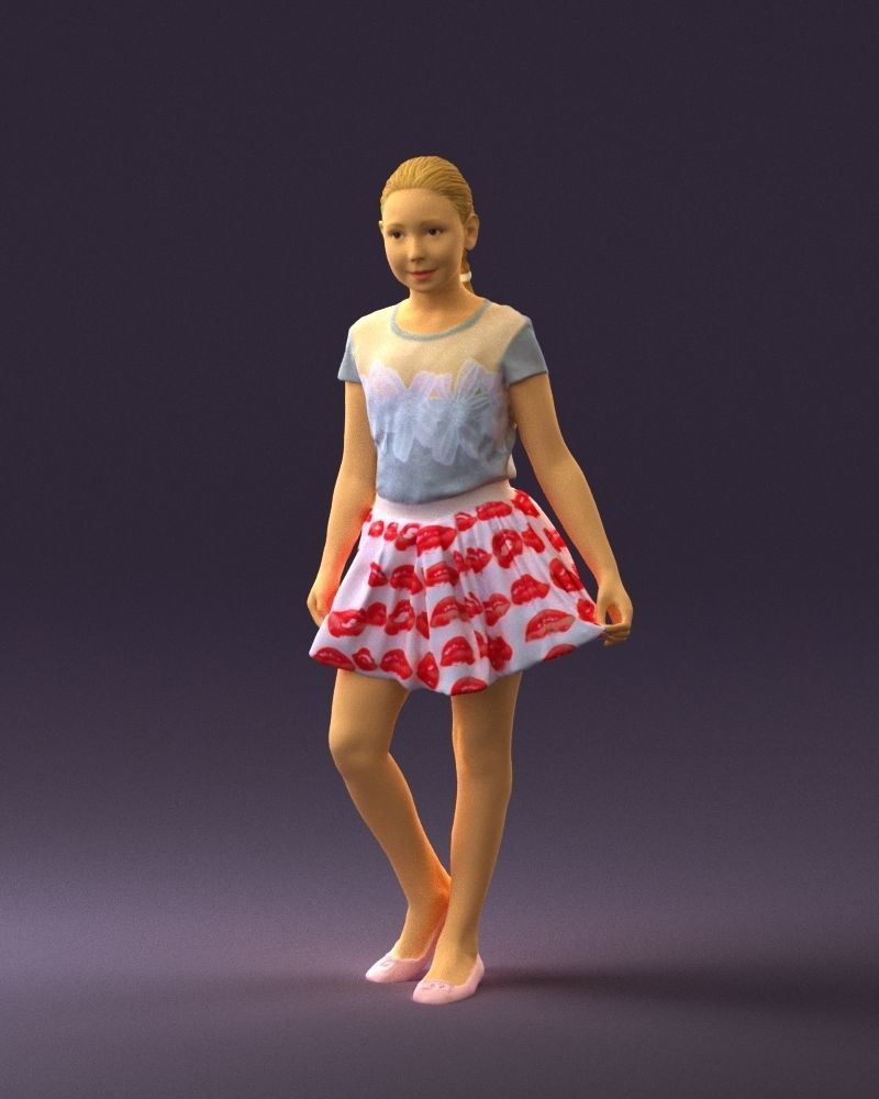 Young girl in white lips skirt 0753 3D Print Ready 3D print model_21