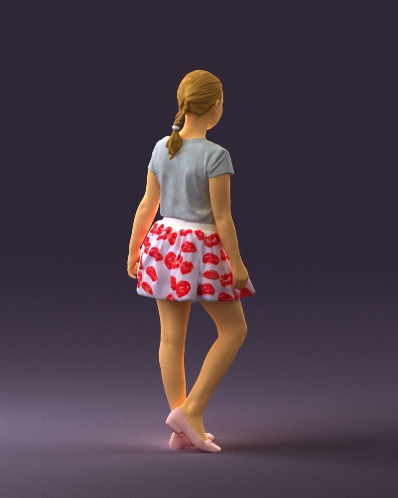 Young girl in white lips skirt 0753 3D Print Ready 3D print model_11