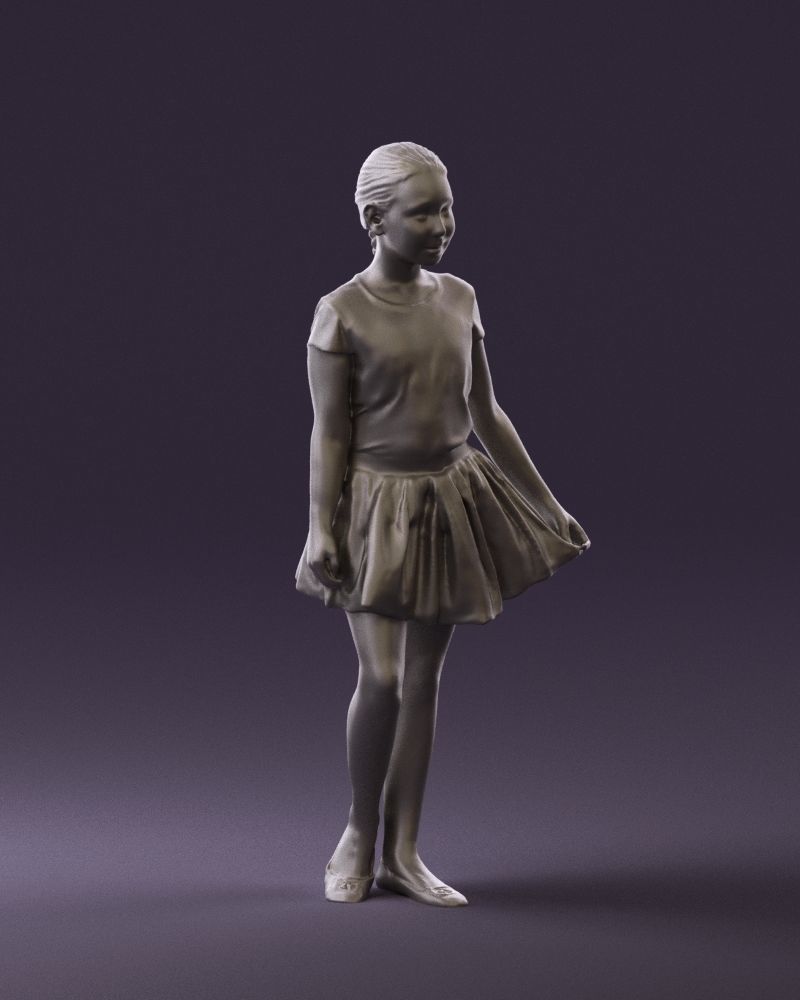 Young girl in white lips skirt 0753 3D Print Ready 3D print model_4