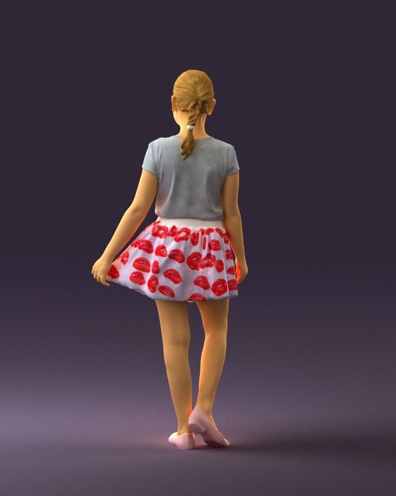 Young girl in white lips skirt 0753 3D Print Ready 3D print model_13