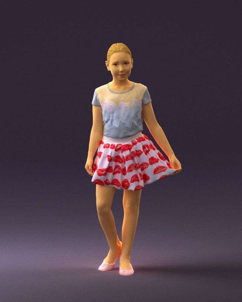 Young girl in white lips skirt 0753 3D Print Ready 3D print model_23