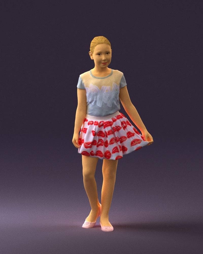 Young girl in white lips skirt 0753 3D Print Ready 3D print model_25