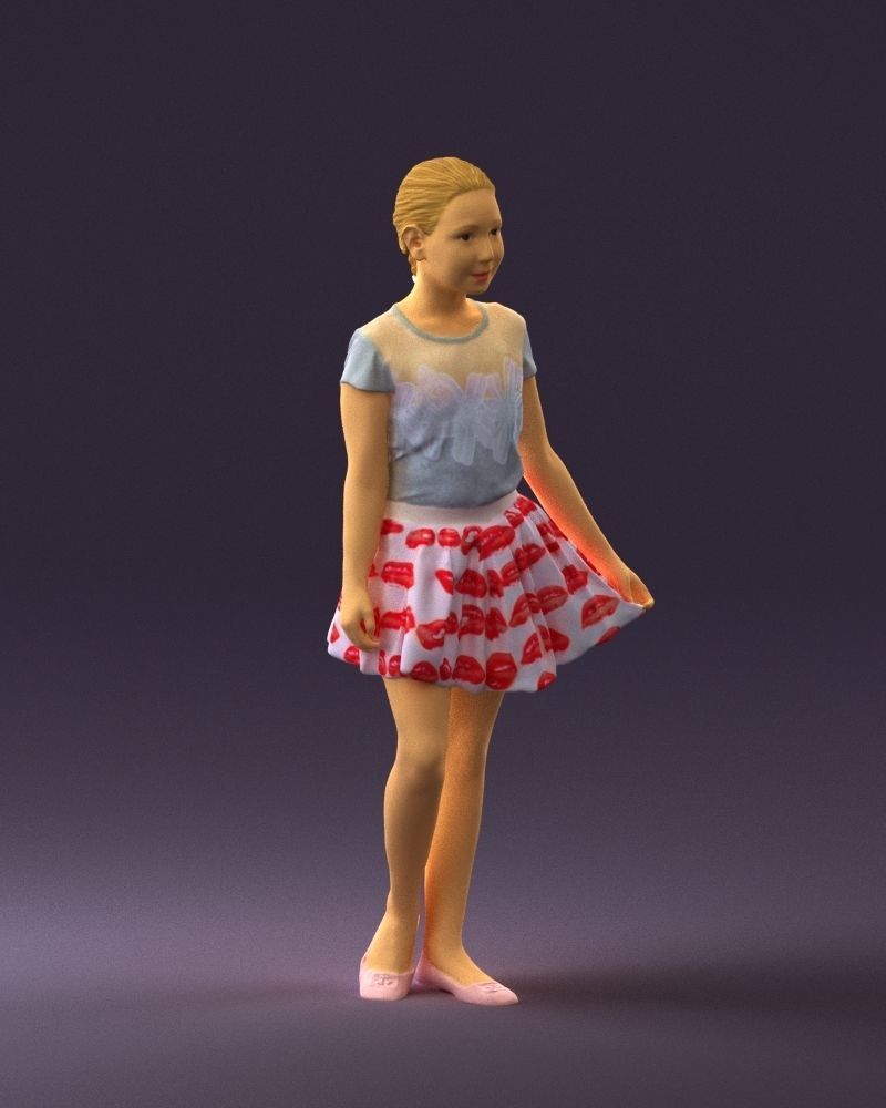 Young girl in white lips skirt 0753 3D Print Ready 3D print model_5
