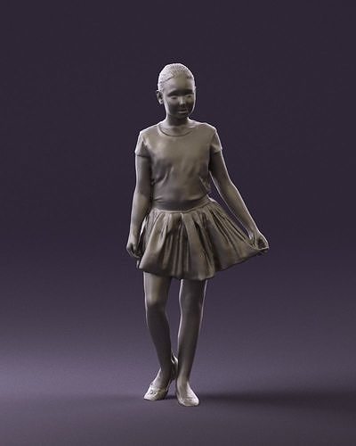 Young girl in white lips skirt 0753 3D Print Ready 3D print model
