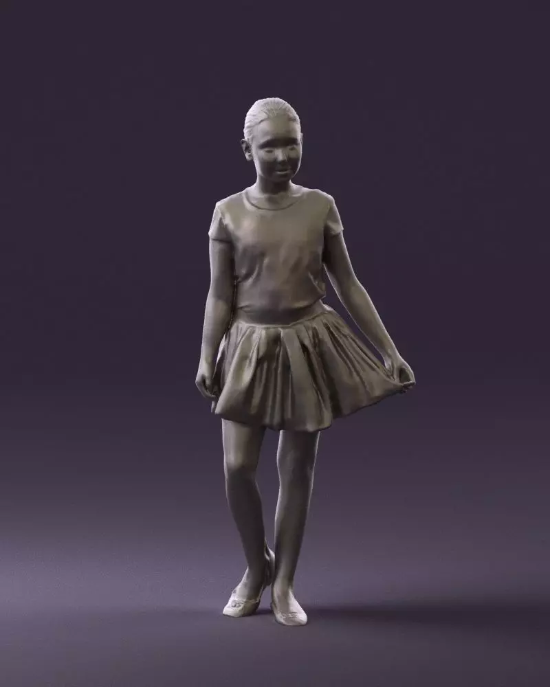 Young girl in white lips skirt 0753 3D Print Ready 3D print model_0