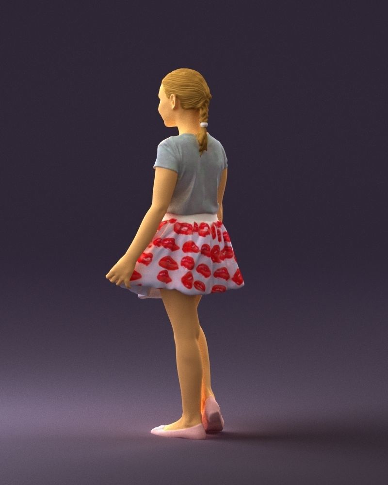 Young girl in white lips skirt 0753 3D Print Ready 3D print model_15