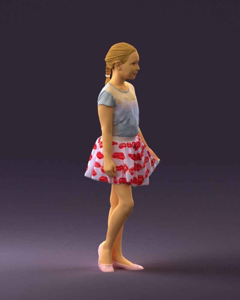Young girl in white lips skirt 0753 3D Print Ready 3D print model_7