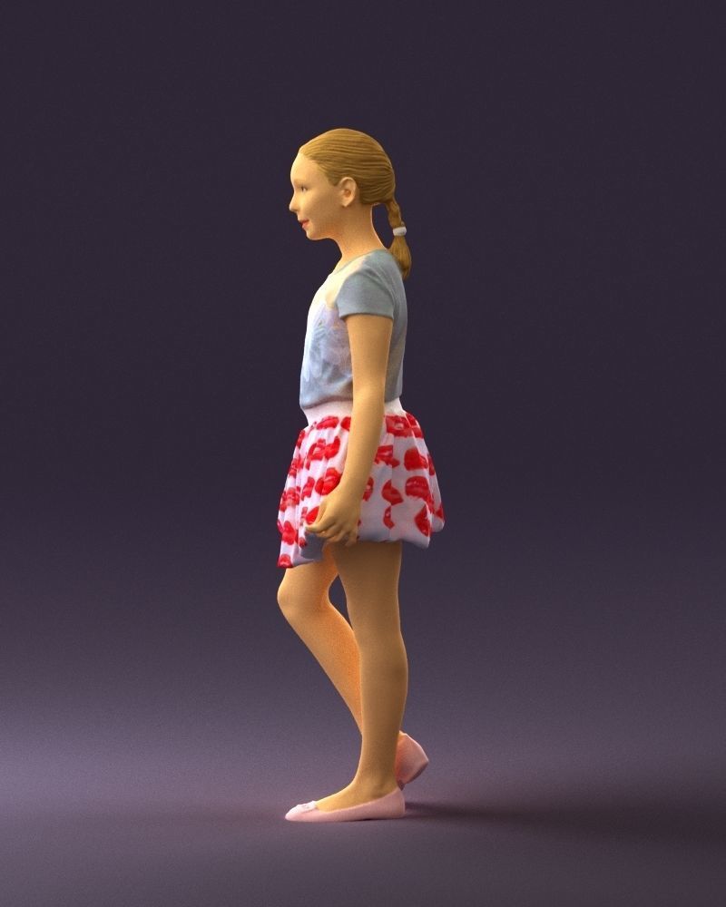 Young girl in white lips skirt 0753 3D Print Ready 3D print model_17