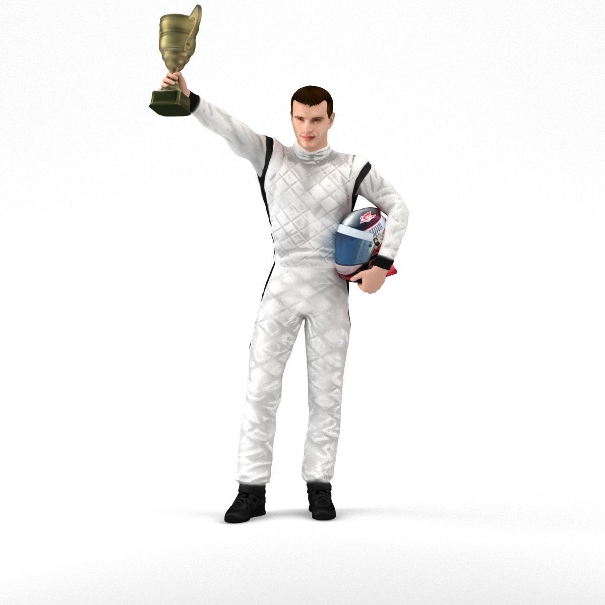 racer in white and cup 1100 3D model_36