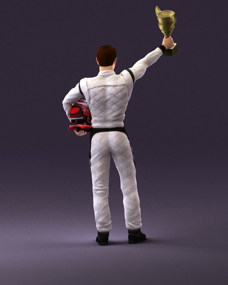 racer in white and cup 1100 3D model_6