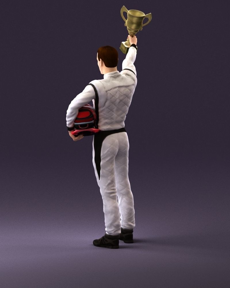 racer in white and cup 1100 3D model_7