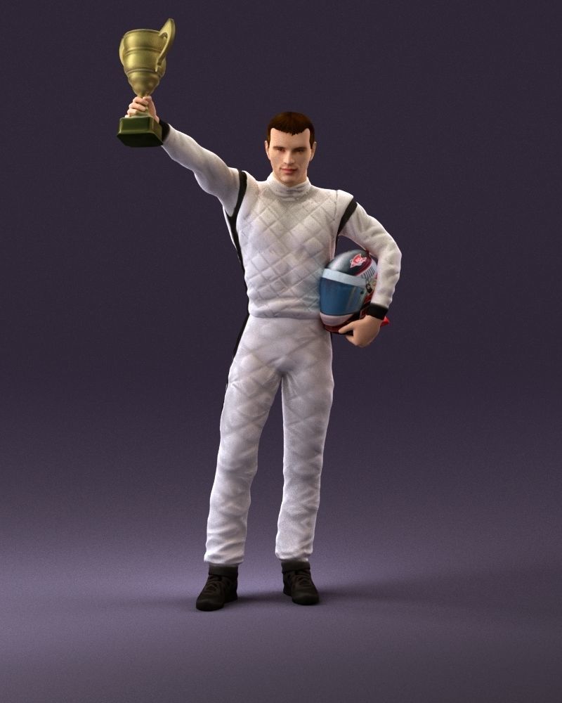 racer in white and cup 1100 3D model_1