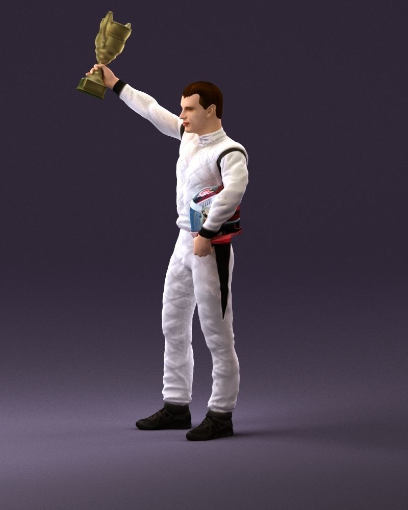 racer in white and cup 1100 3D model_9
