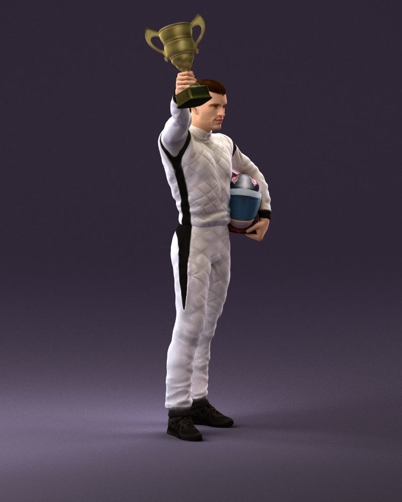 racer in white and cup 1100 3D model_3