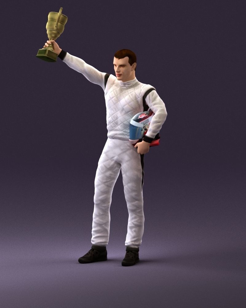 racer in white and cup 1100 3D model_10