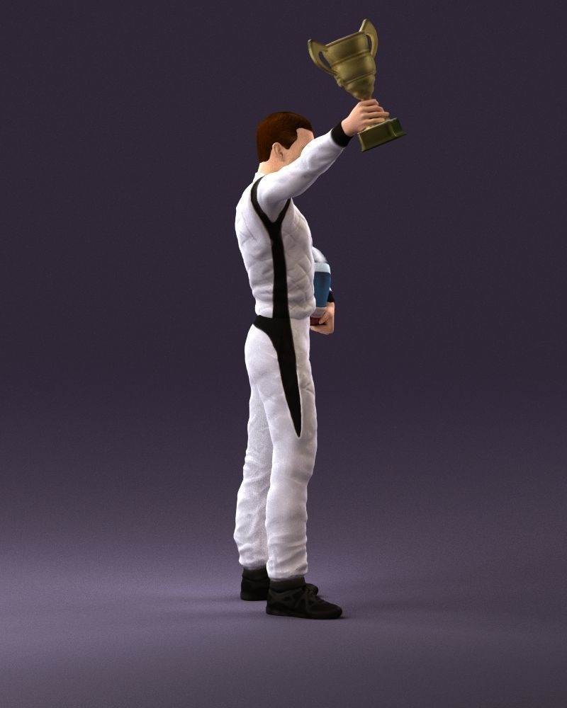 racer in white and cup 1100 3D model_4