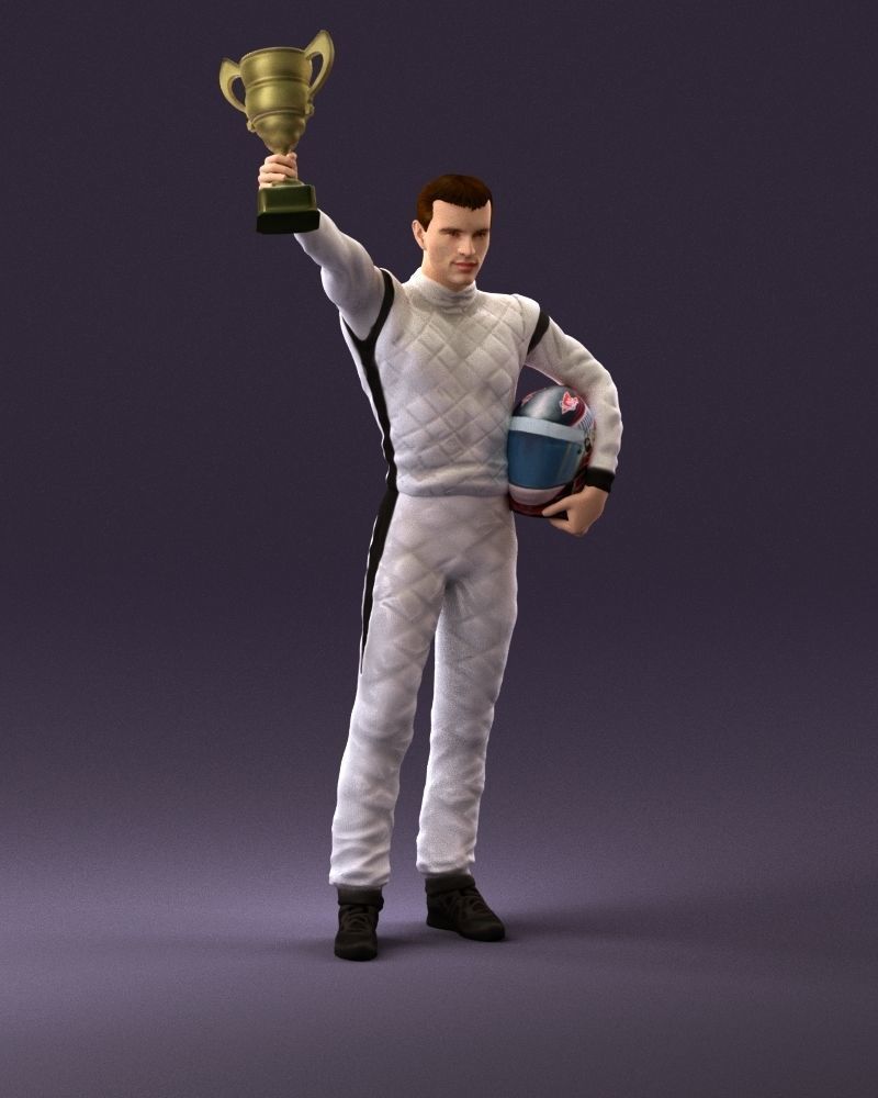 racer in white and cup 1100 3D model_2