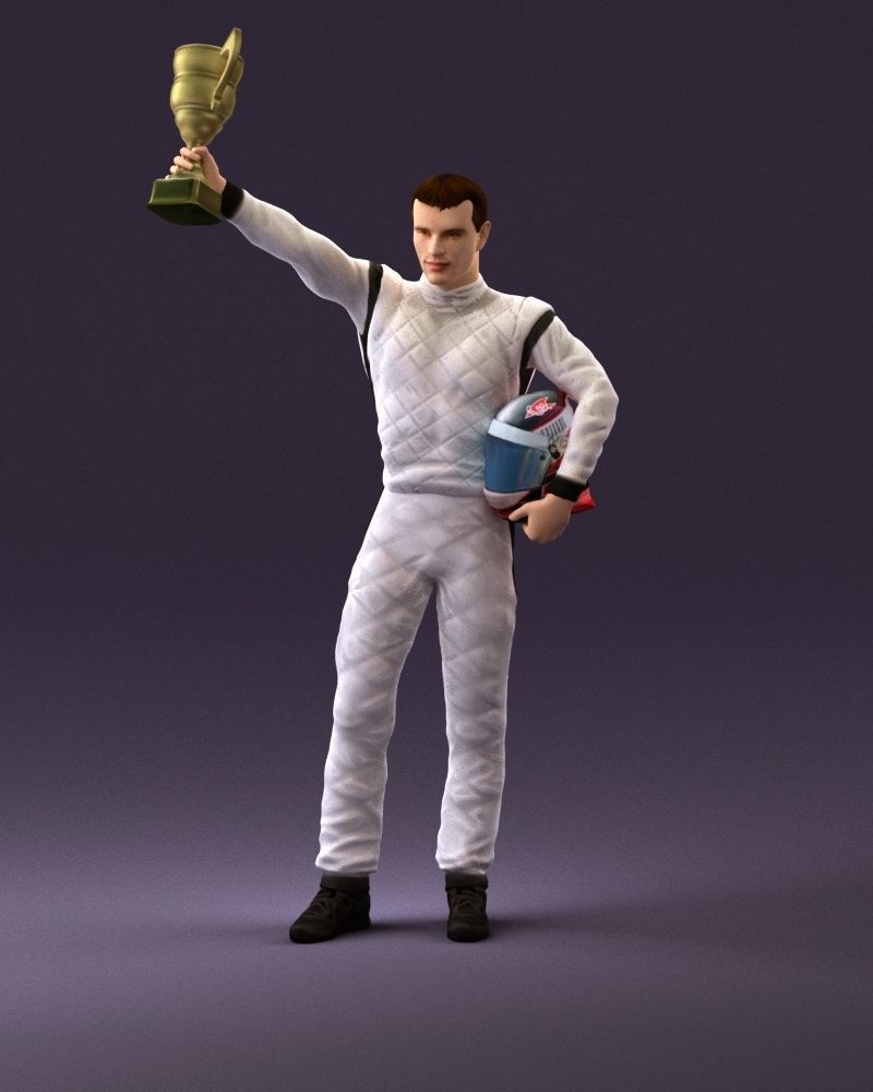 racer in white and cup 1100 3D model_11