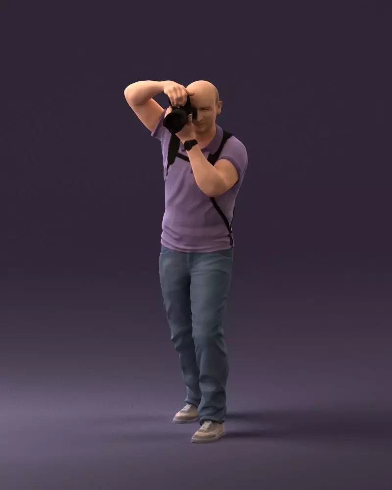 002244 Photographer in Purple Polo - Posed 3D Scan 3D model