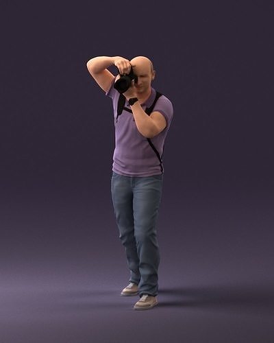 Photographer in purple polo 0854 3D model