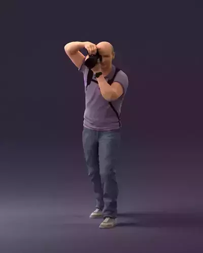 Photographer in purple polo 0854 3D model