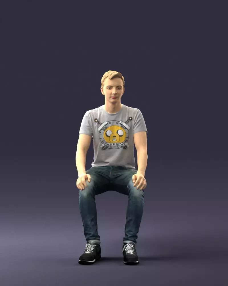 Male sitting 0062 3D model_0