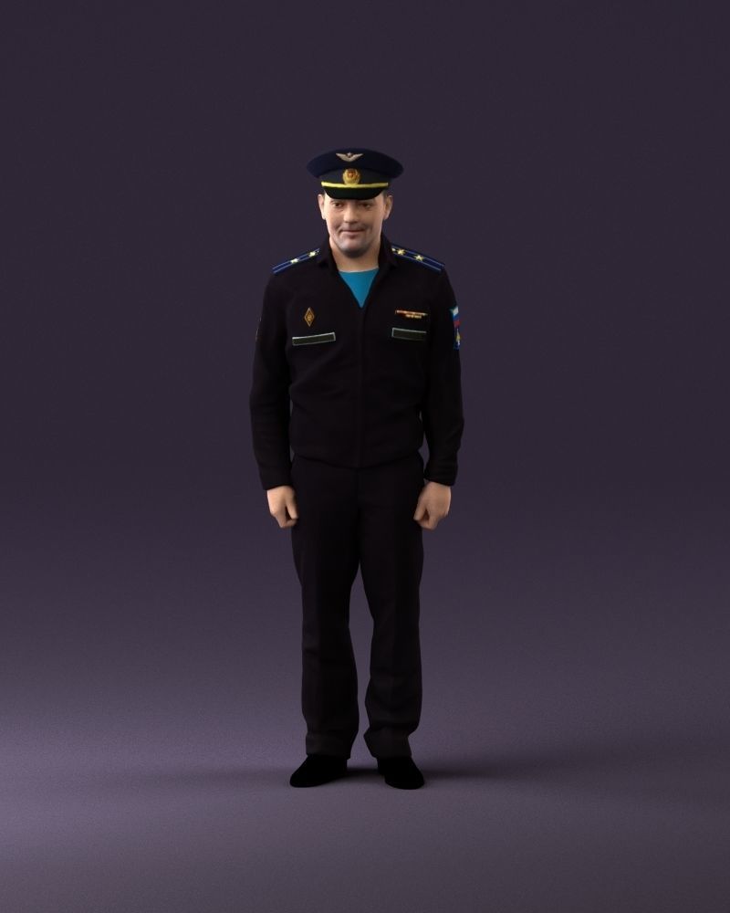man in russian army blue uniform 1110 3D Print Ready 3D print model_23