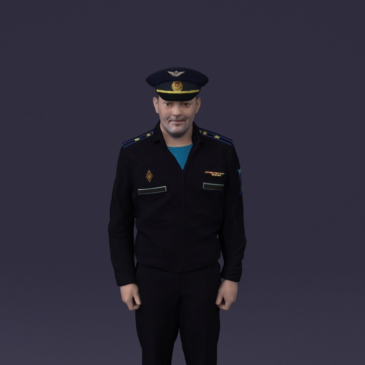 man in russian army blue uniform 1110 3D Print Ready 3D print model_37