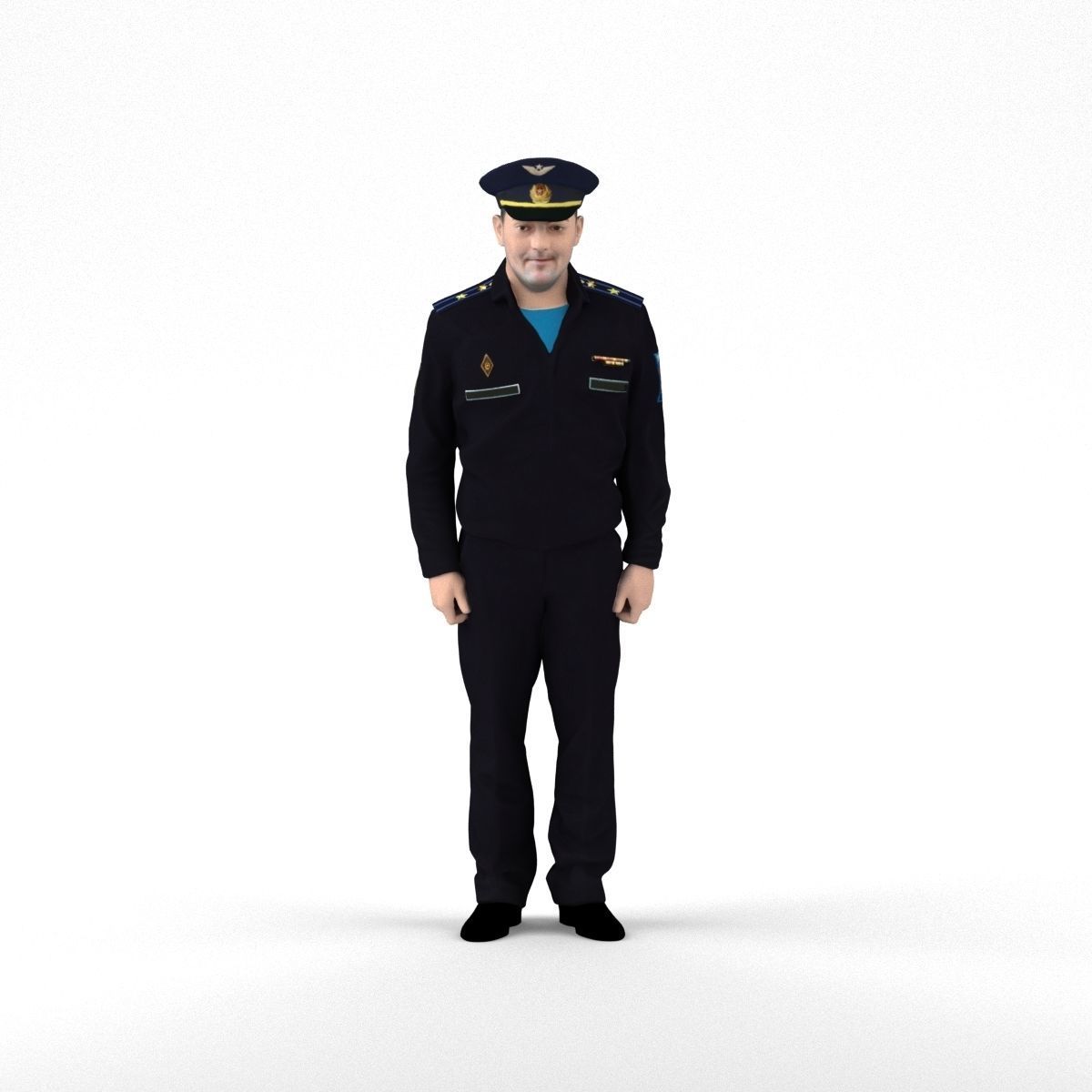 man in russian army blue uniform 1110 3D Print Ready 3D print model_36