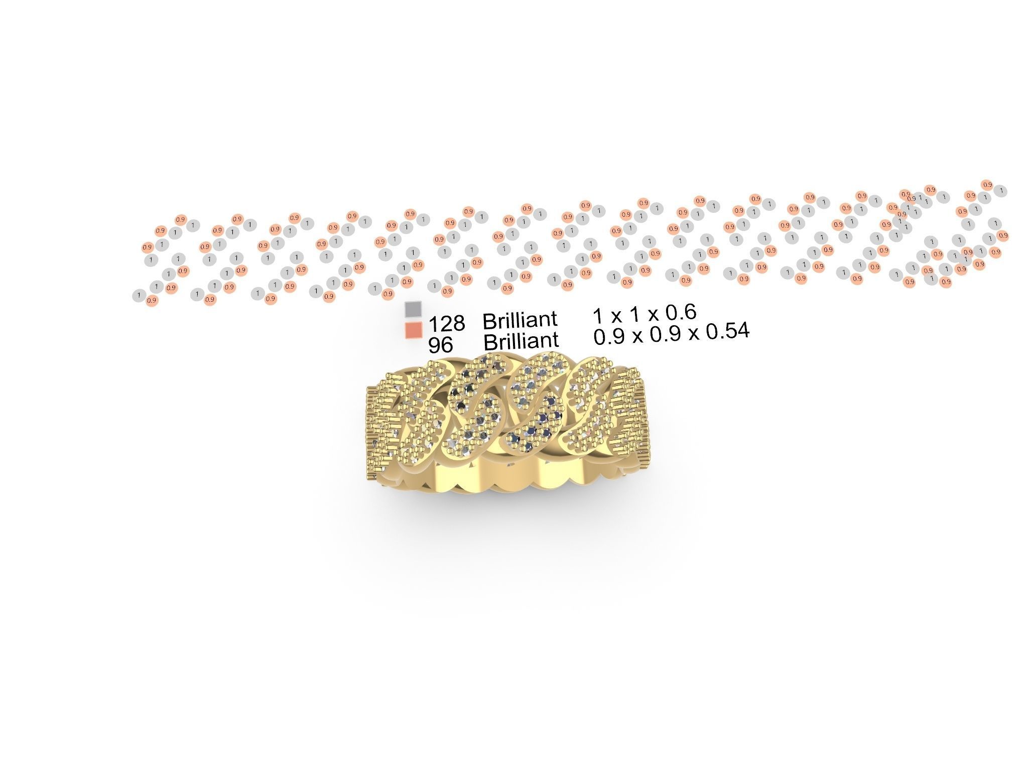 DIAMOND CUBAN LINK CHAIN STL VERIFIED 3D print model_16