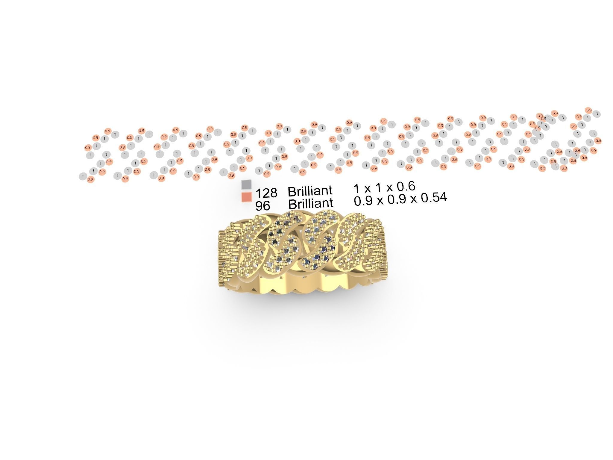 DIAMOND CUBAN LINK CHAIN STL VERIFIED 3D print model_15