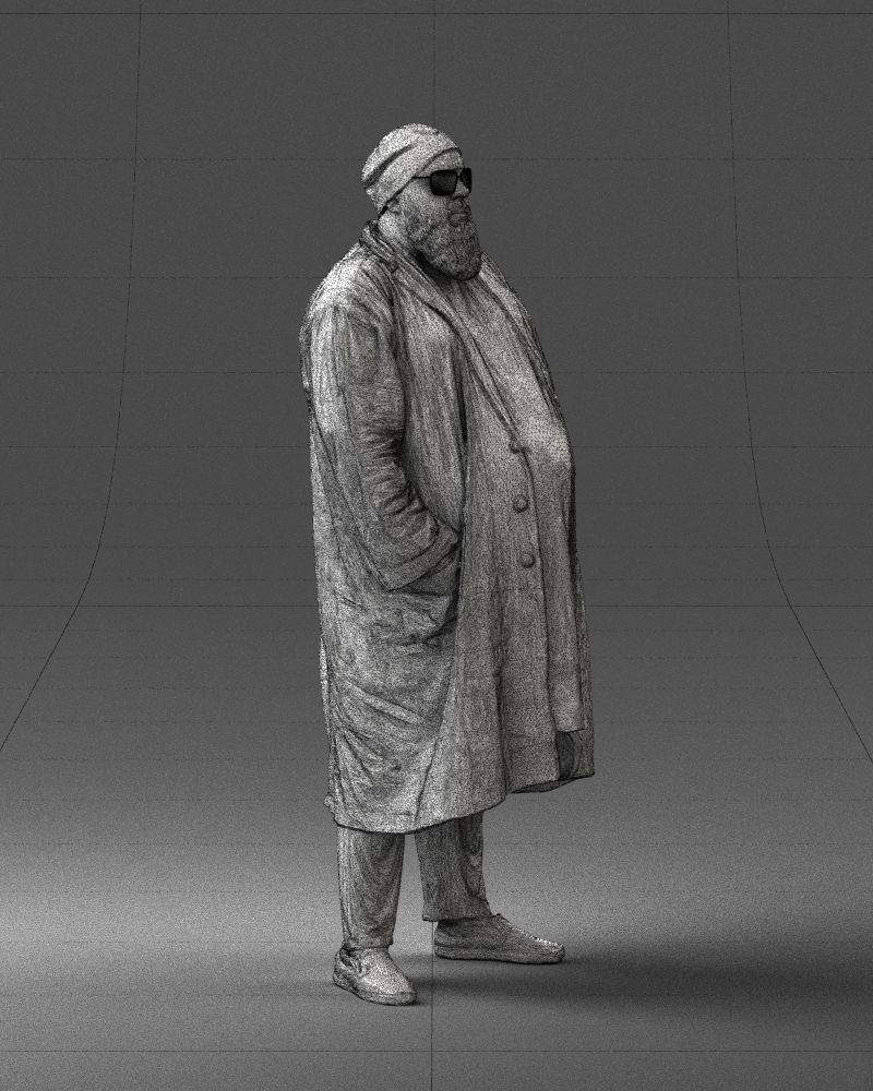 Man in black cloak 0325 3D model_11
