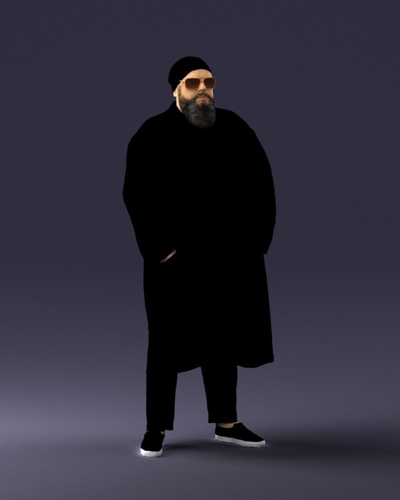Man in black cloak 0325 3D model_6
