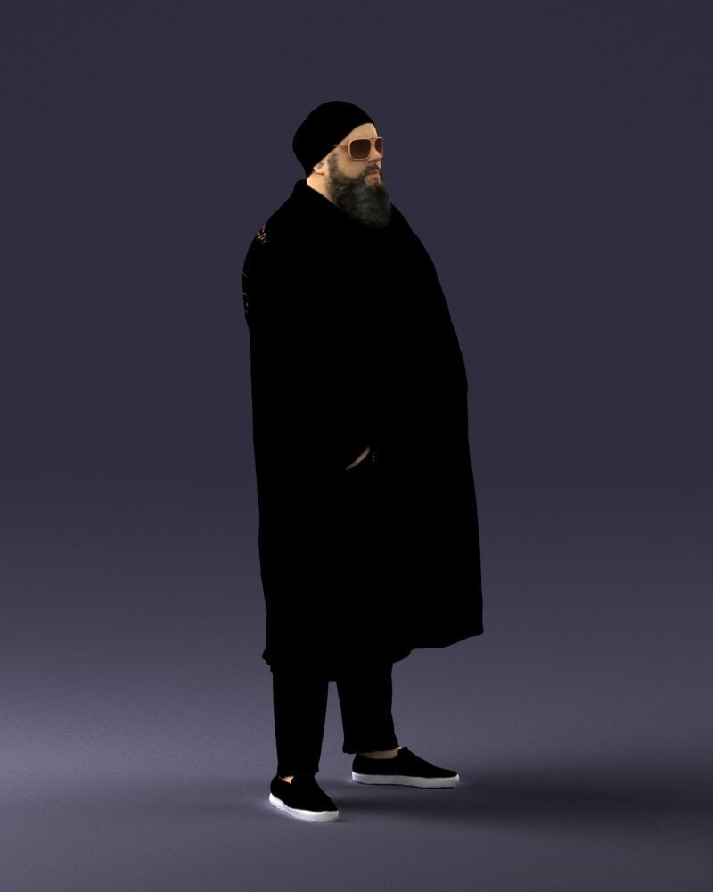 Man in black cloak 0325 3D model_9